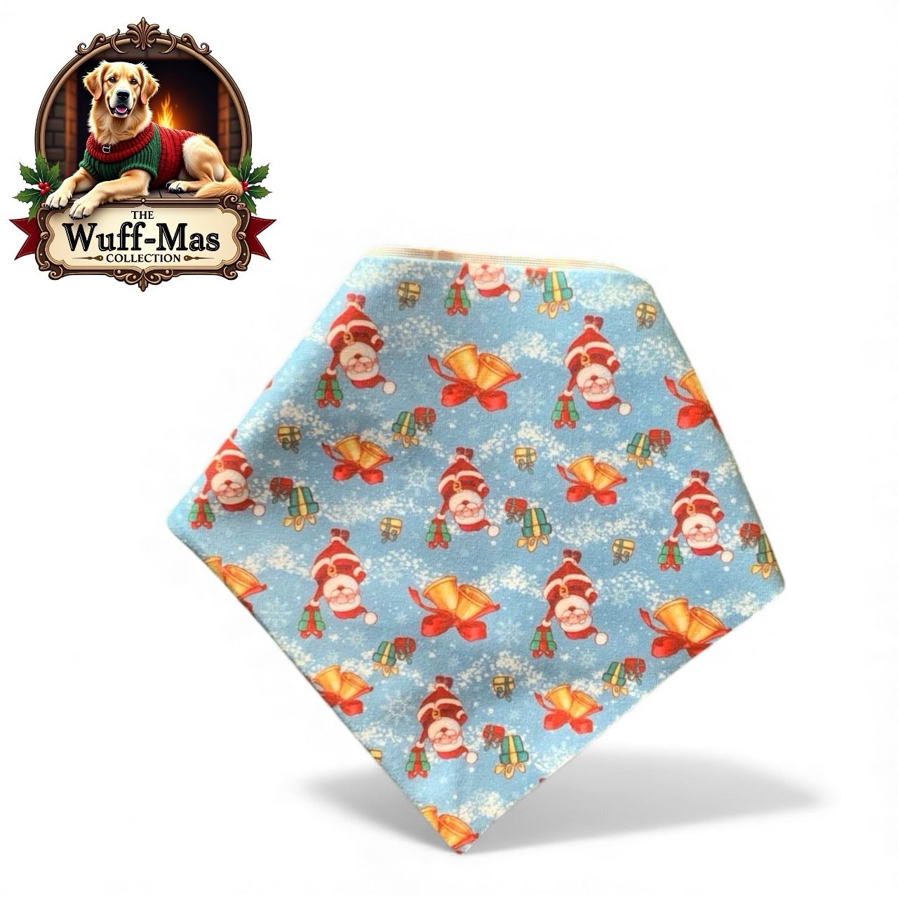 Santa Claus &amp; Bells Holiday Velvet Bandana