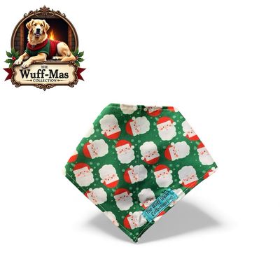 The Wuff Wear Collection Santa Green Cotton Bandana