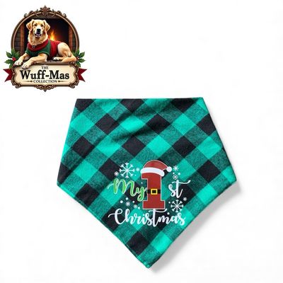 My 1st Christmas Green Plaid Bandana