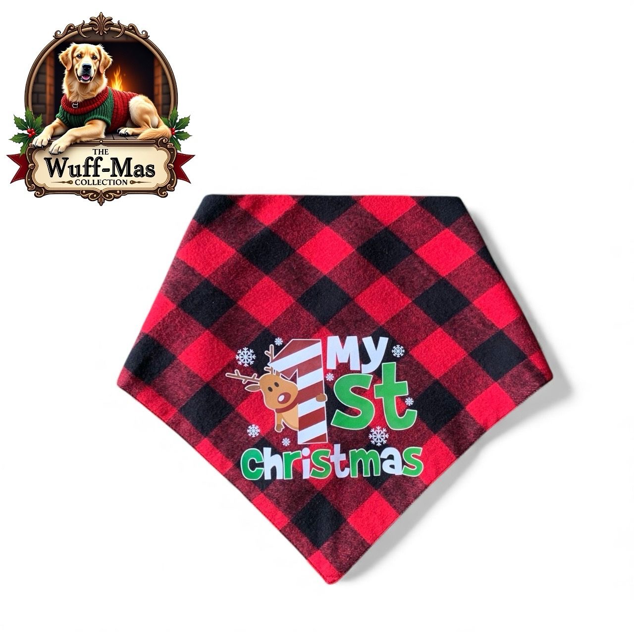 My 1st Christmas Plaid Red Bandana