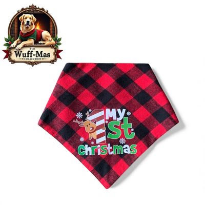 My 1st Christmas Plaid Red Bandana