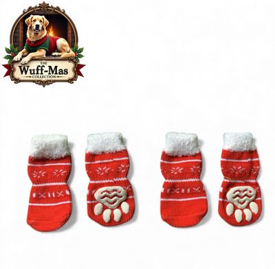 Fur Snowflake Non-Skid Holiday Pet Socks