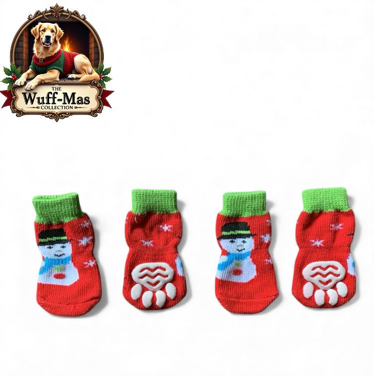 Snowman Print Non-Skid Pet Socks