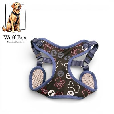Black Paw & Bone Print Harness