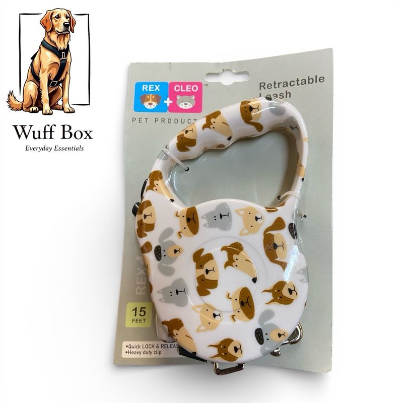 Rex + Cleo White Retractable Lead