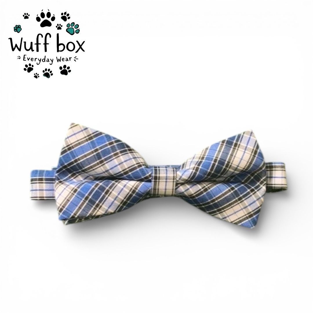 Black &amp; Blue Pinstripe Bow Tie