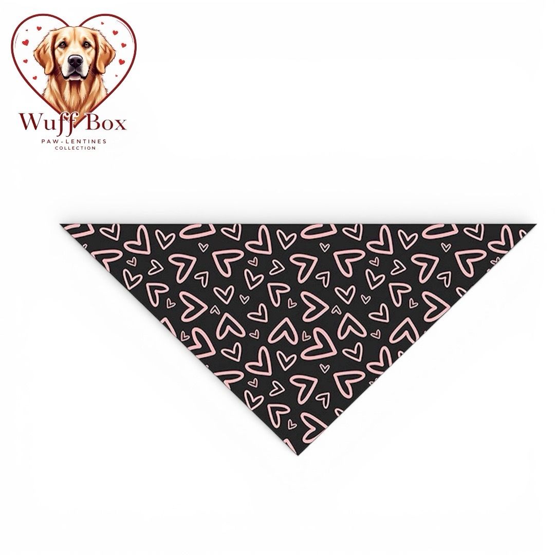 Pale Pink Hearts &amp; Black Valentines Cotton Bandana