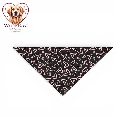 Pale Pink Hearts &amp; Black Valentines Cotton Bandana