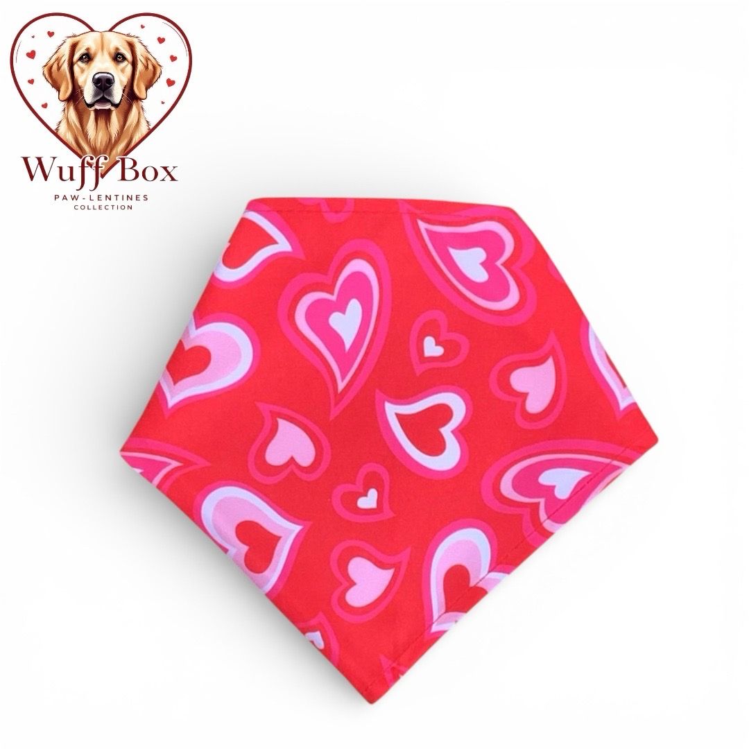 Red Heart Print Valentines Cotton Bandana