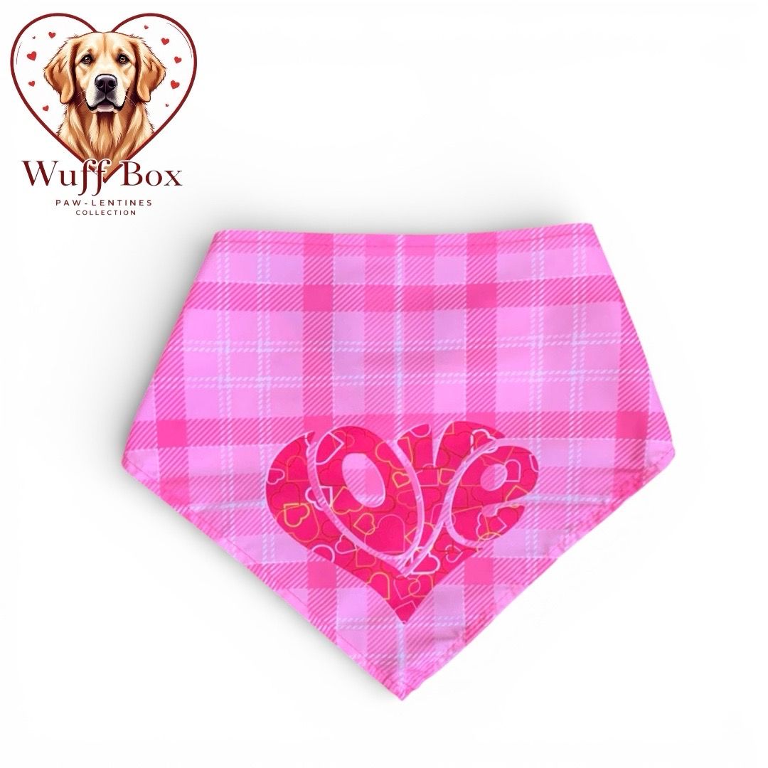LOVE Print Plaid Valentines Cotton Bandana