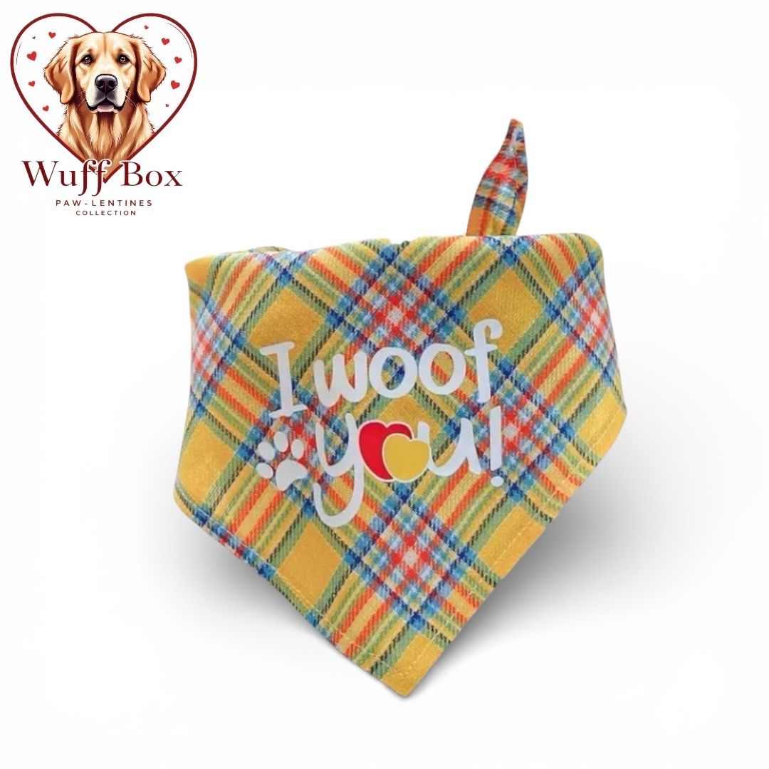 “I Woof You” Plaid Valentines Cotton Bandana