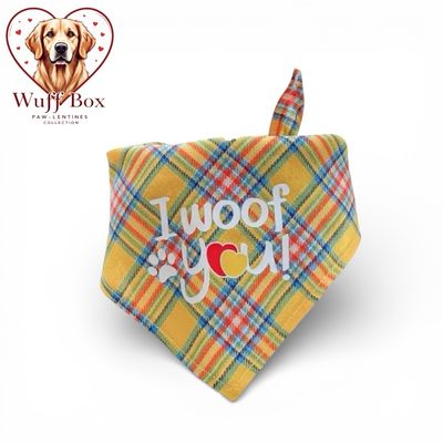 “I Woof You” Plaid Valentines Cotton Bandana