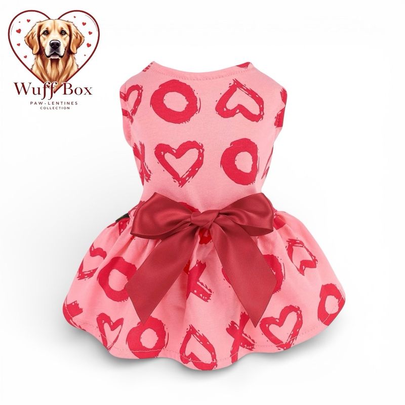 CuteBone Heart Print Bowknot Dress