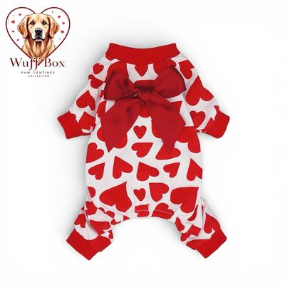 Fitwarm Bowknot Heart Print Onesie