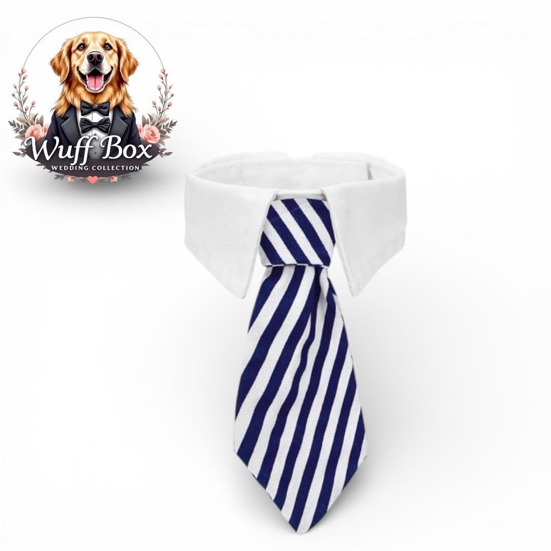 Navy Blue Pinstripe Wedding Neck Tie