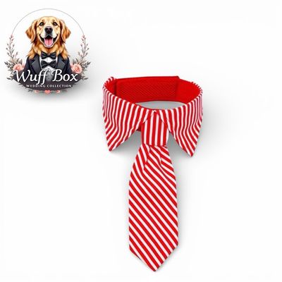 Red Pin Stripe Wedding Neck Tie (Large Breed)