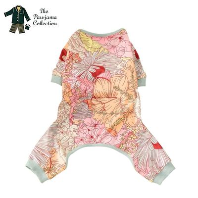 Floral Print Velvet Pajama Onsesie (Large Breed)