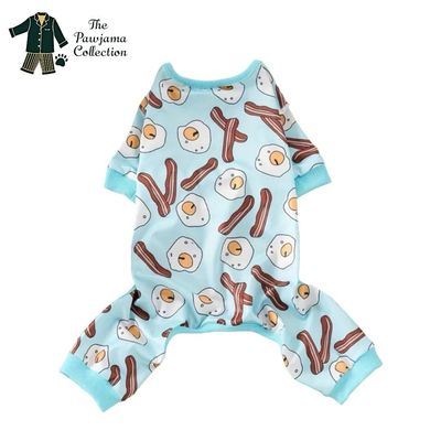 Bacon & Eggs Print Velvet Pajama Onesie (Large Breed)