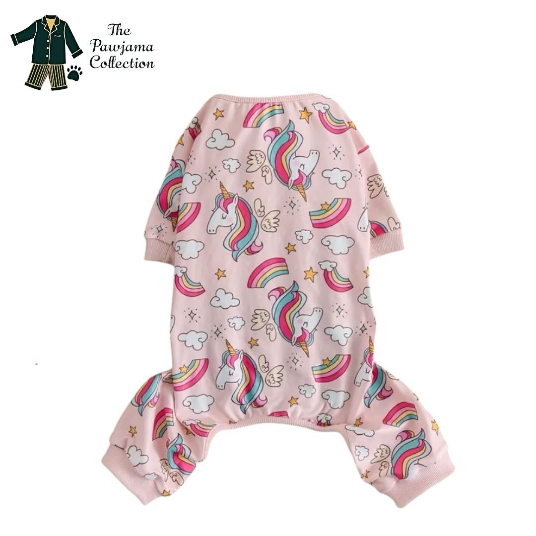 Unicorn Print Polyester Pajama Onesie (Large Breed) 