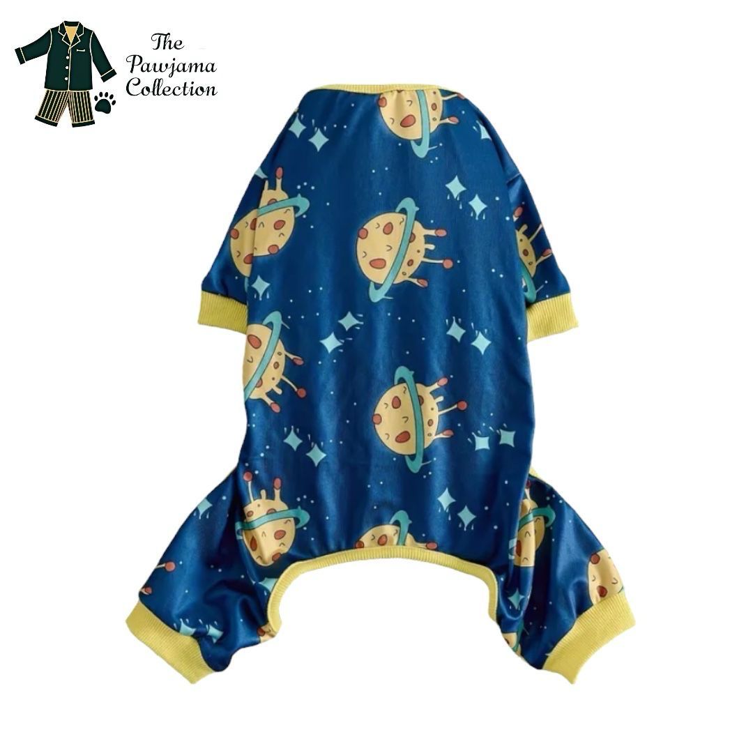 Spaceship Print Velevet Pajama Onesie (Large Breed)