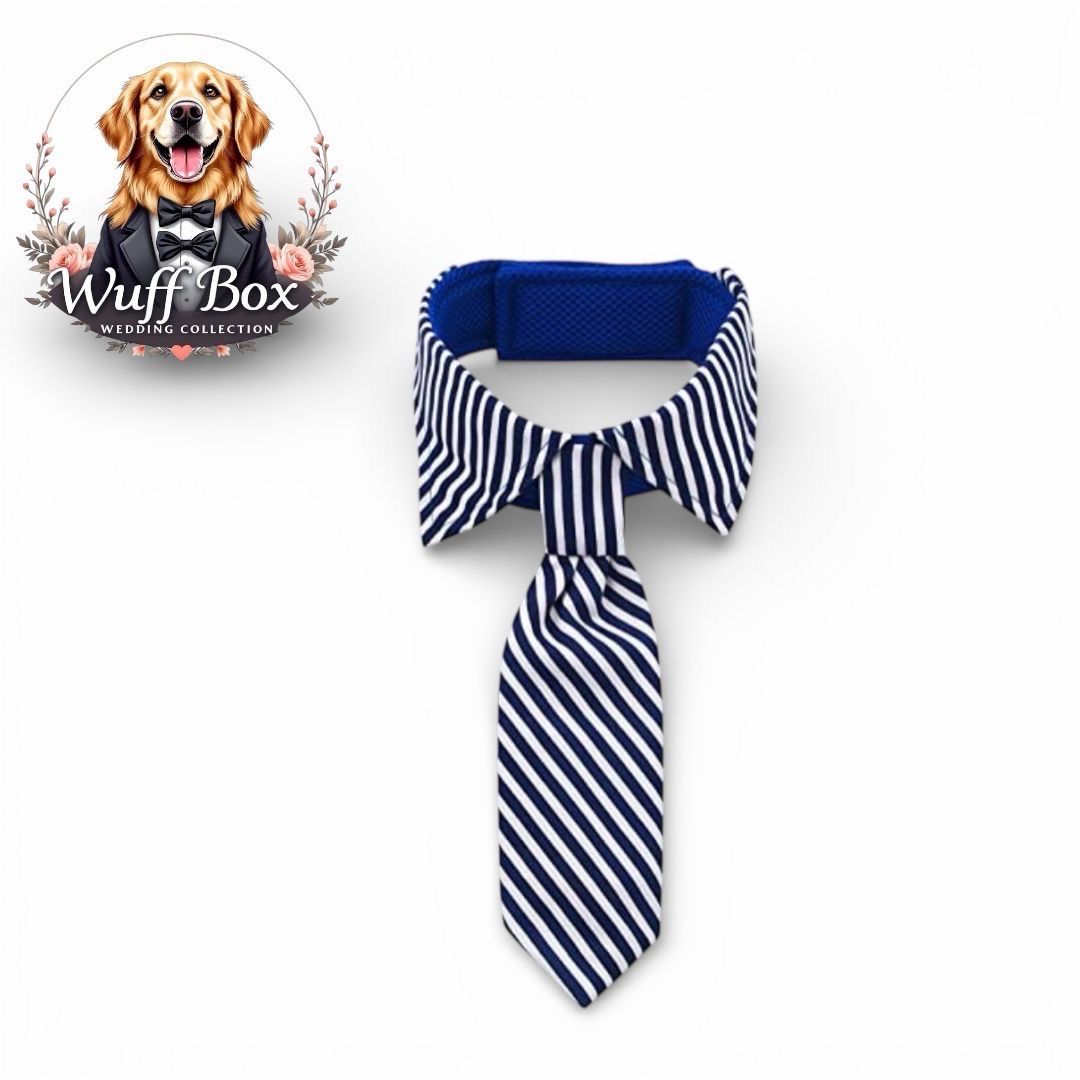 Blue Pinstripe Stripe Wedding Neck Tie (Large Breeds) 