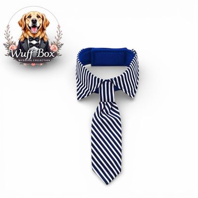 Blue Pinstripe Stripe Wedding Neck Tie (Large Breeds) 