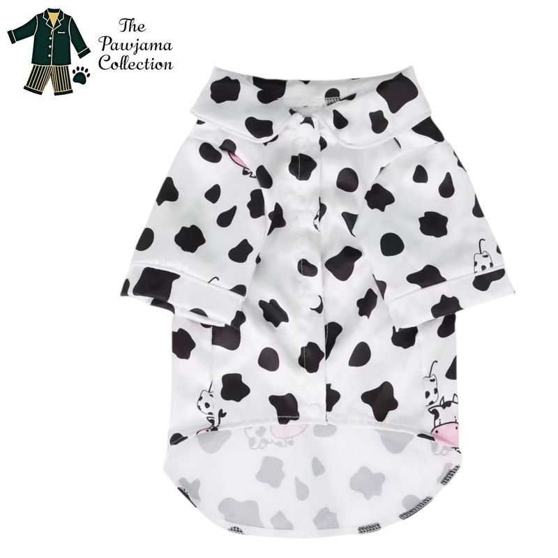 Cow Print Silk Pajama Shirt