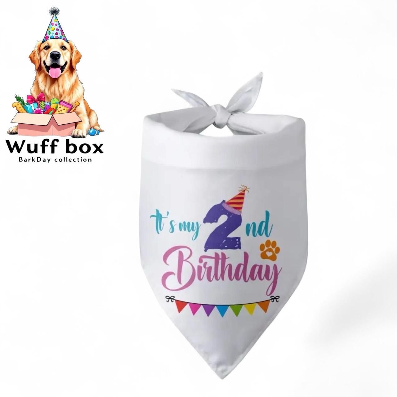 ‘My 2nd Barkday’ Confetti Bandana