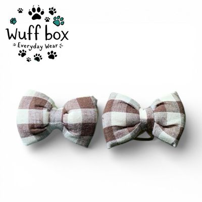 Plaid Print Fur Tie