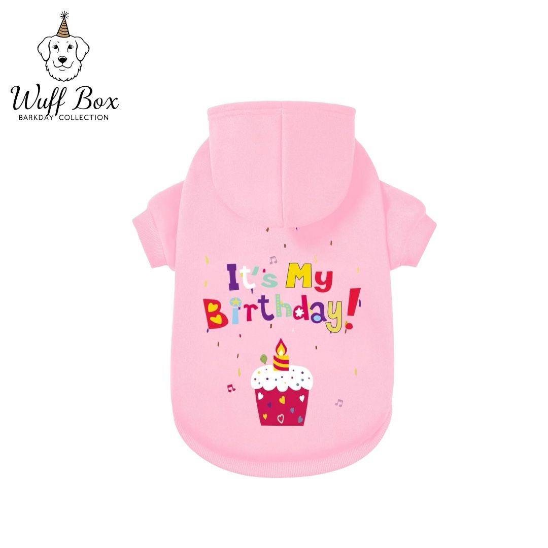 ‘Happy Birthday’ Pink Hoodie (Large Breed)