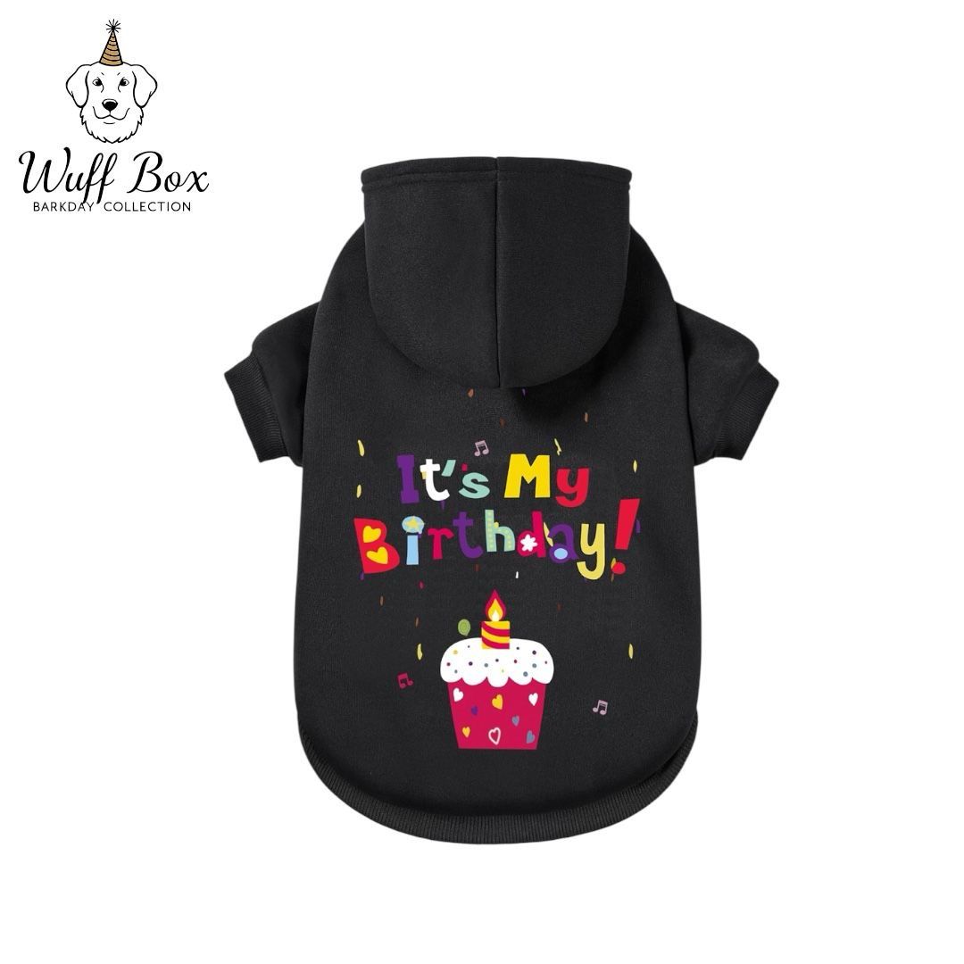 ‘Happy Birthday’ Black Hoodie (Large Breed)