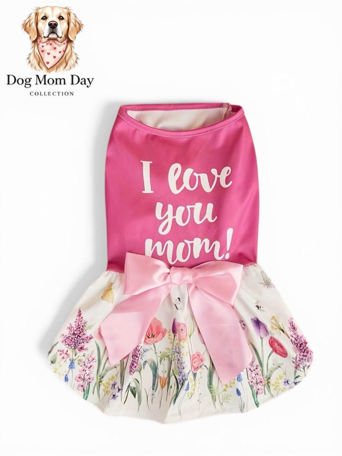I Love You Mom Floral Bowknot Dress