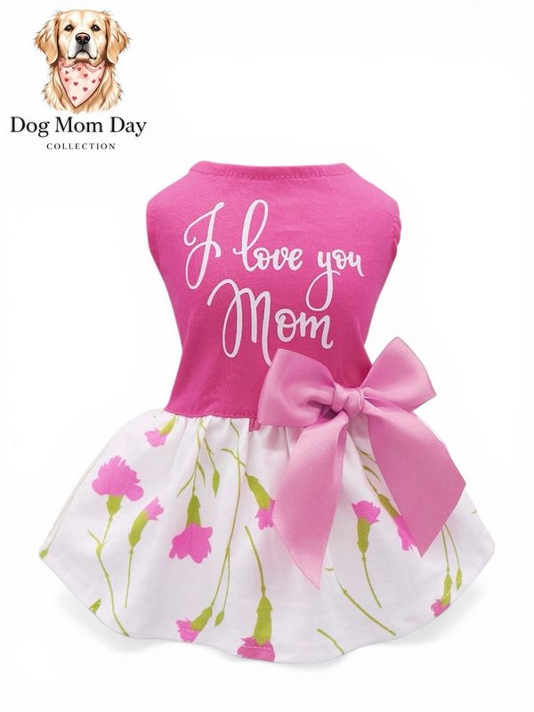 Fitwarm I Love You Mom Bowknot Dress
