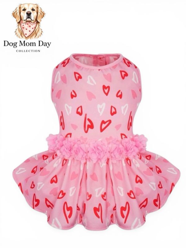 Cutebone Ruffle Heart Print Dress