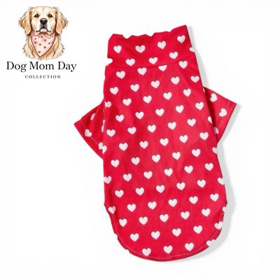 Red Heart Print Turtleneck Tee