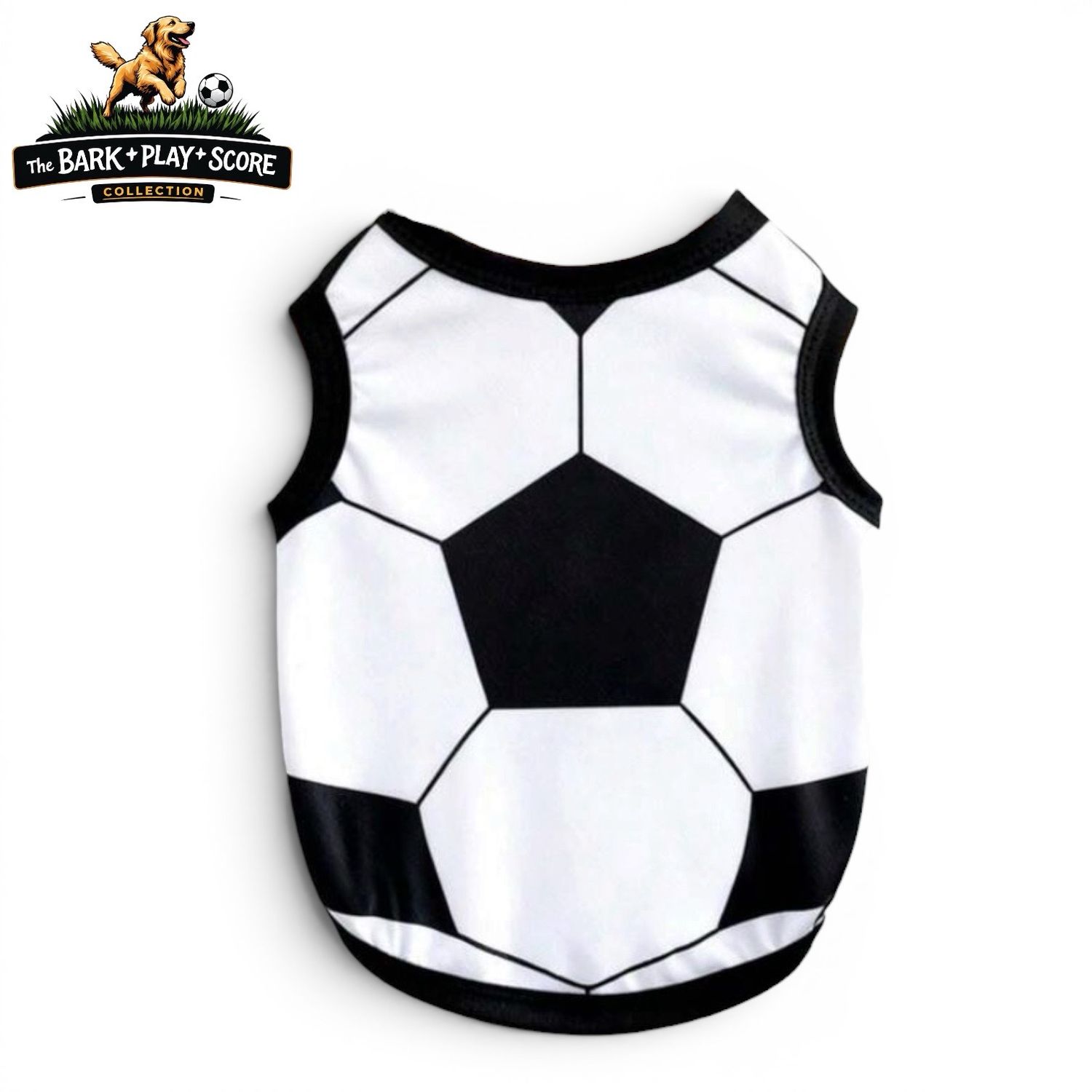 White Soccer Theme Print Tank 