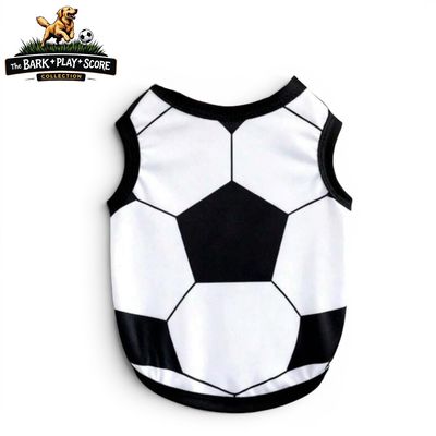 White Soccer Theme Print Tank 