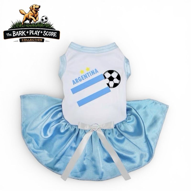 Petitebella Argentina Bowknot Soccer Dress