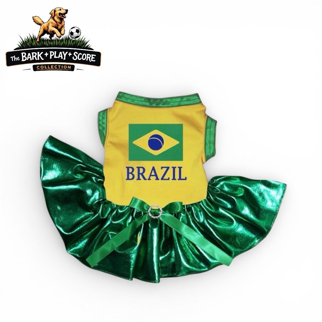 Petitebella Brazil Soccer Bowknot Dress