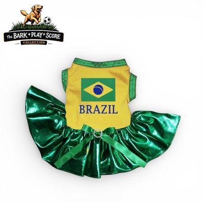 Petitebella Brazil Soccer Bowknot Dress