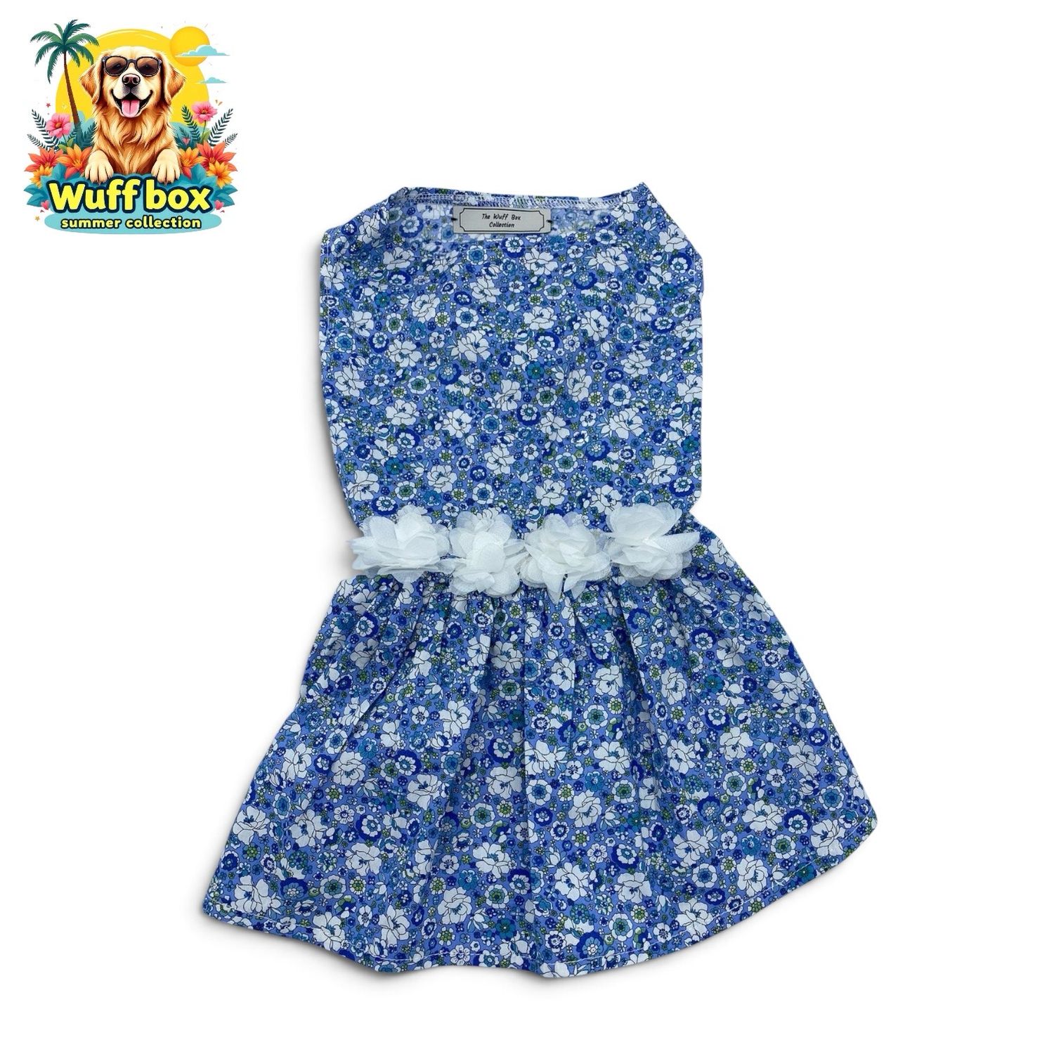 Blue Floral Ruffle Dress