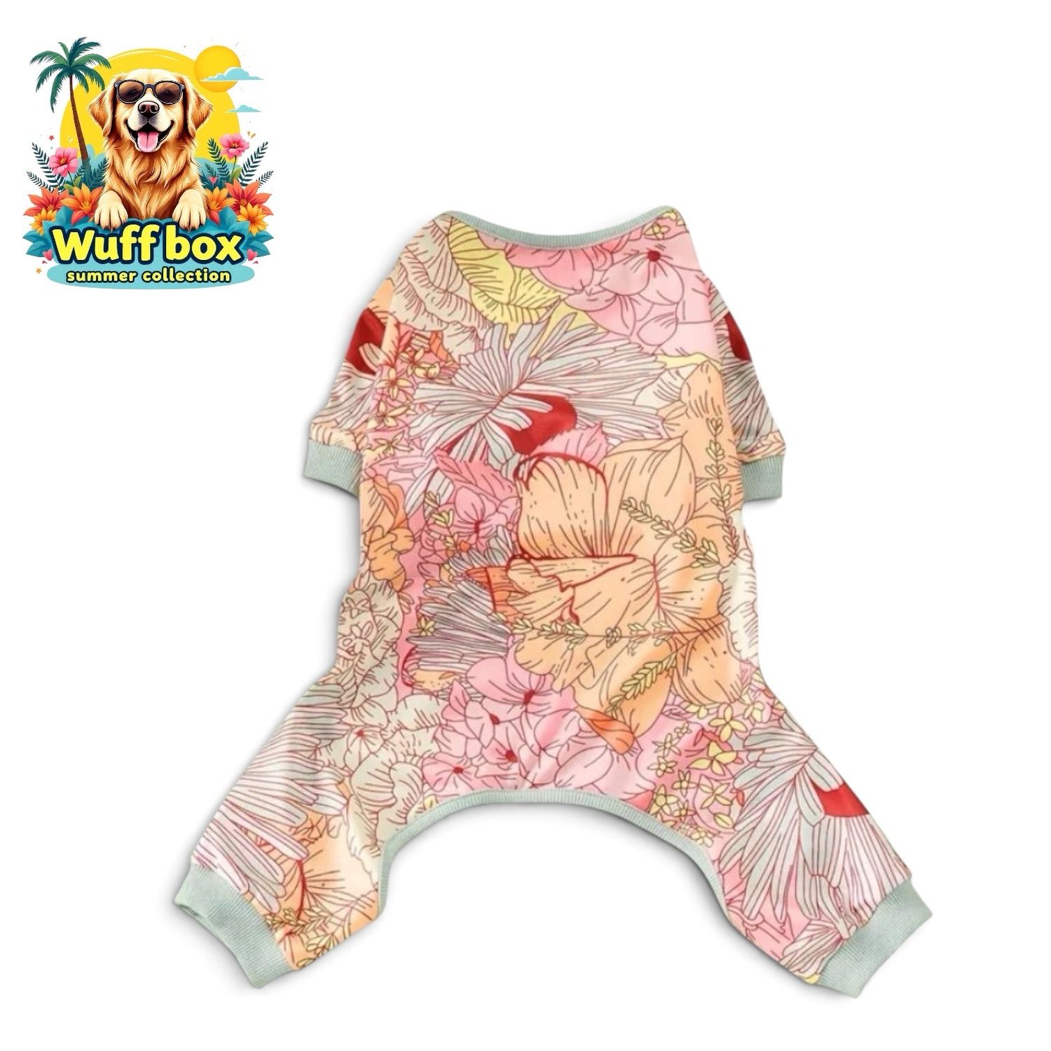 Summer floral velvet onesie (Large Breed)