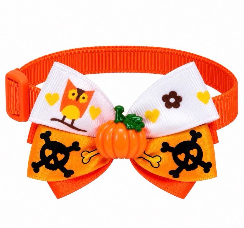 Halloween Owl &amp; Skull Pumpkin Bow Tie 