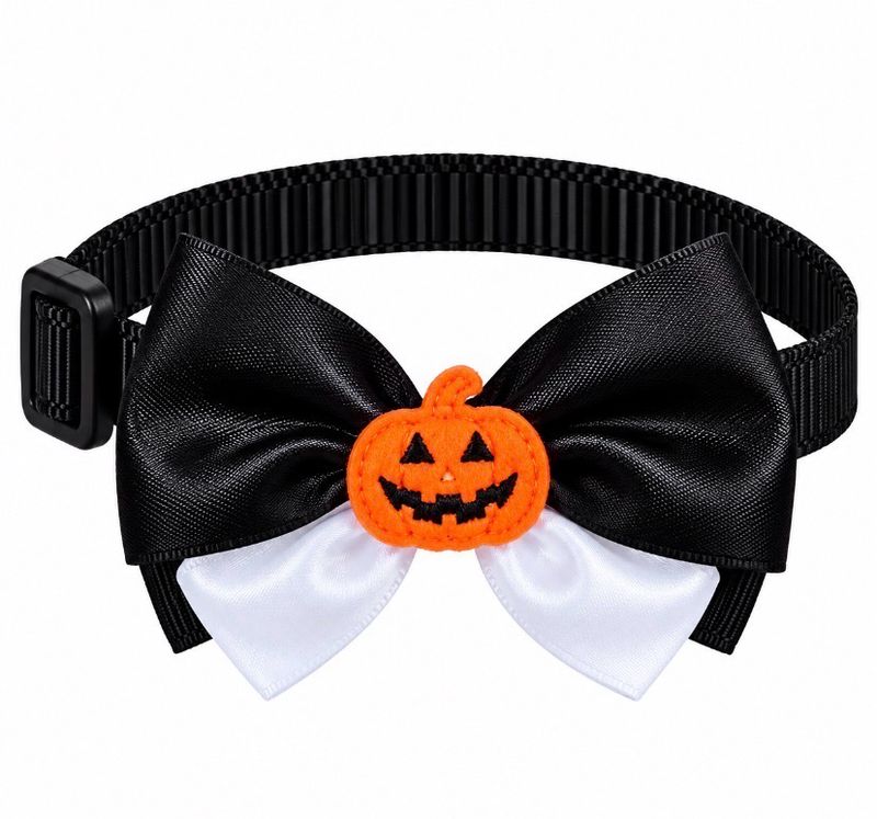 Halloween Black &amp; White Pumpkin Bow Tie