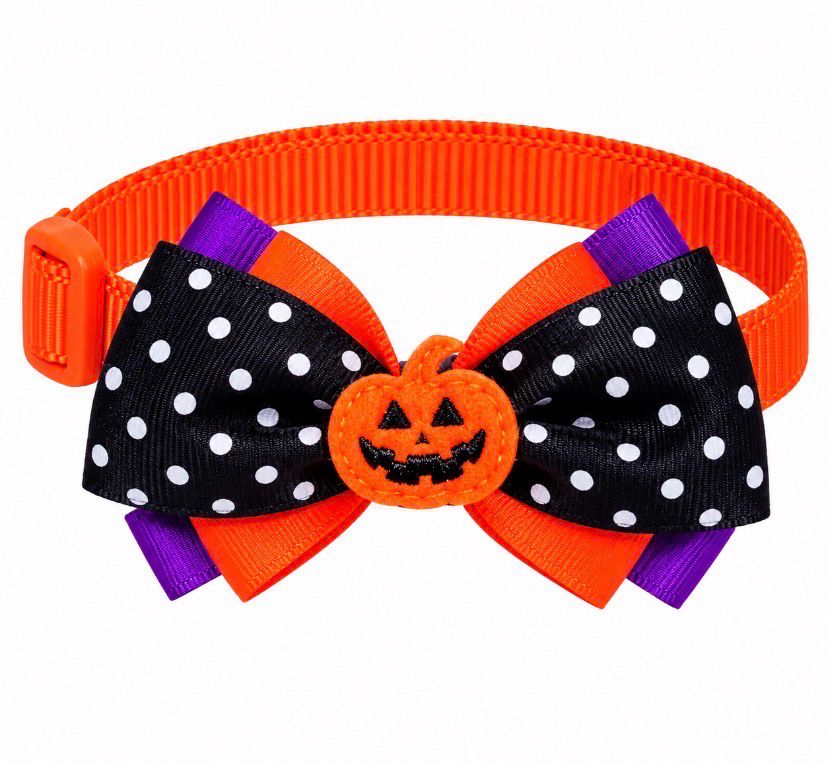 Halloween Polka Dot Jack-O'-Lantern Bow Tie 