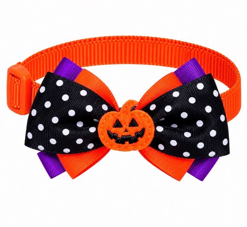 Halloween Polka Dot Jack-O'-Lantern Bow Tie 