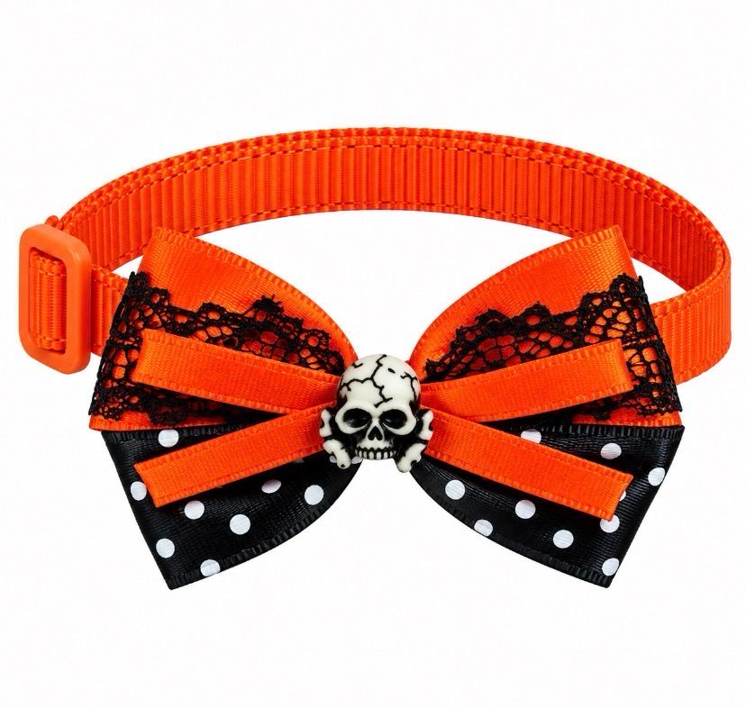 Halloween Skull &amp; Lace Bow Tie