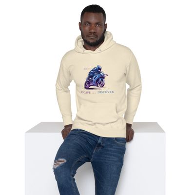 &quot; Ride to Escape, Ride to Discover&quot; Unisex Hoodie for Street Bike Lovers