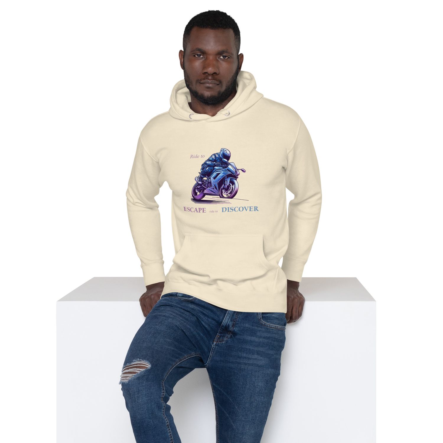 &quot; Ride to Escape, Ride to Discover&quot; Unisex Hoodie for Street Bike Lovers