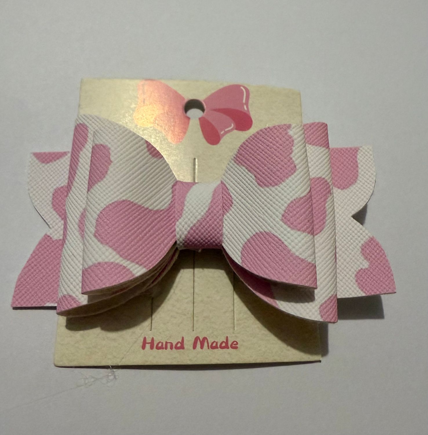 Pink Cow Print Bow